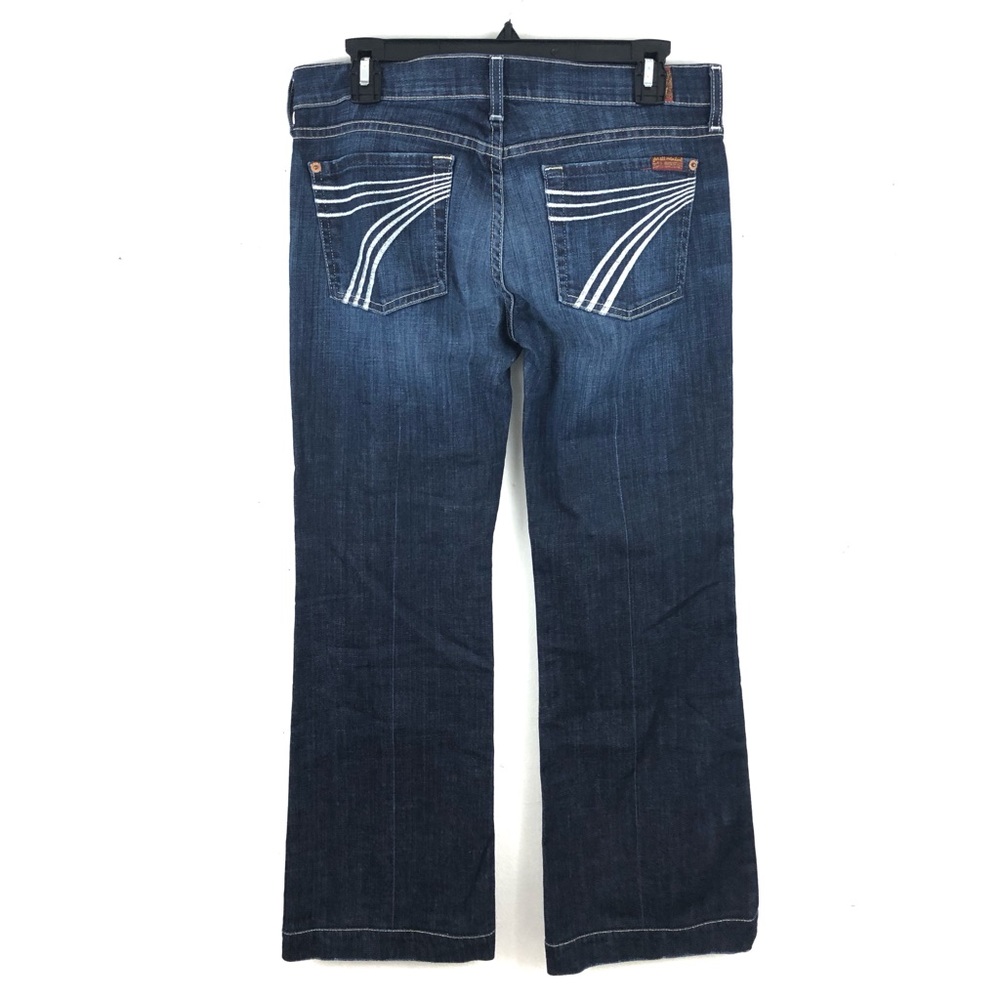 7FAM Dojo Cropped Wide Leg Jean White Stitching